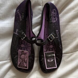 Mystical Tarot Black and Purple Women's Flats